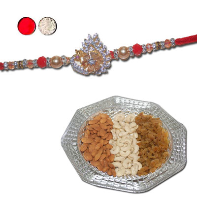 "RAKHIS -AD 4120 A (Single Rakhi), Dryfruit Thali - code RD700 - Click here to View more details about this Product